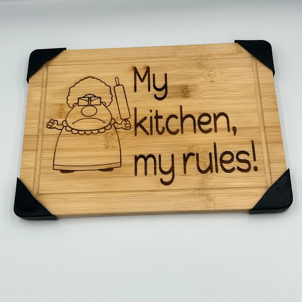 My Kitchen‎ My Rules Bamboo Cutting Board Funny Grandma Gift